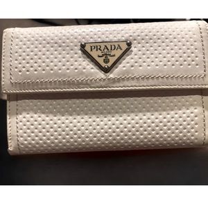 Prada saffiano white leather womens wallet